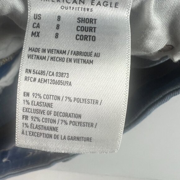 American Eagle Jean Women 30x27* Super High Rise Flare Blue Raw Hem Denim Tag 8S - Picture 9 of 16